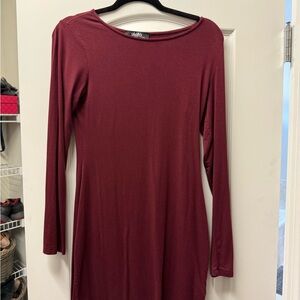 Lulu's Wine Long Sleeve Dress